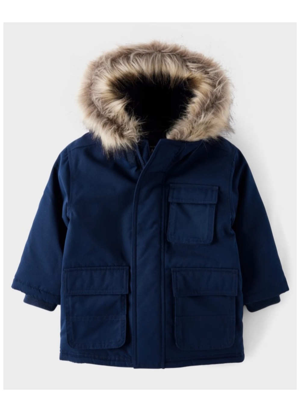 Boys Midweight Microfleece Lined Utility Parka Jacket -Blue L/G- 10/12